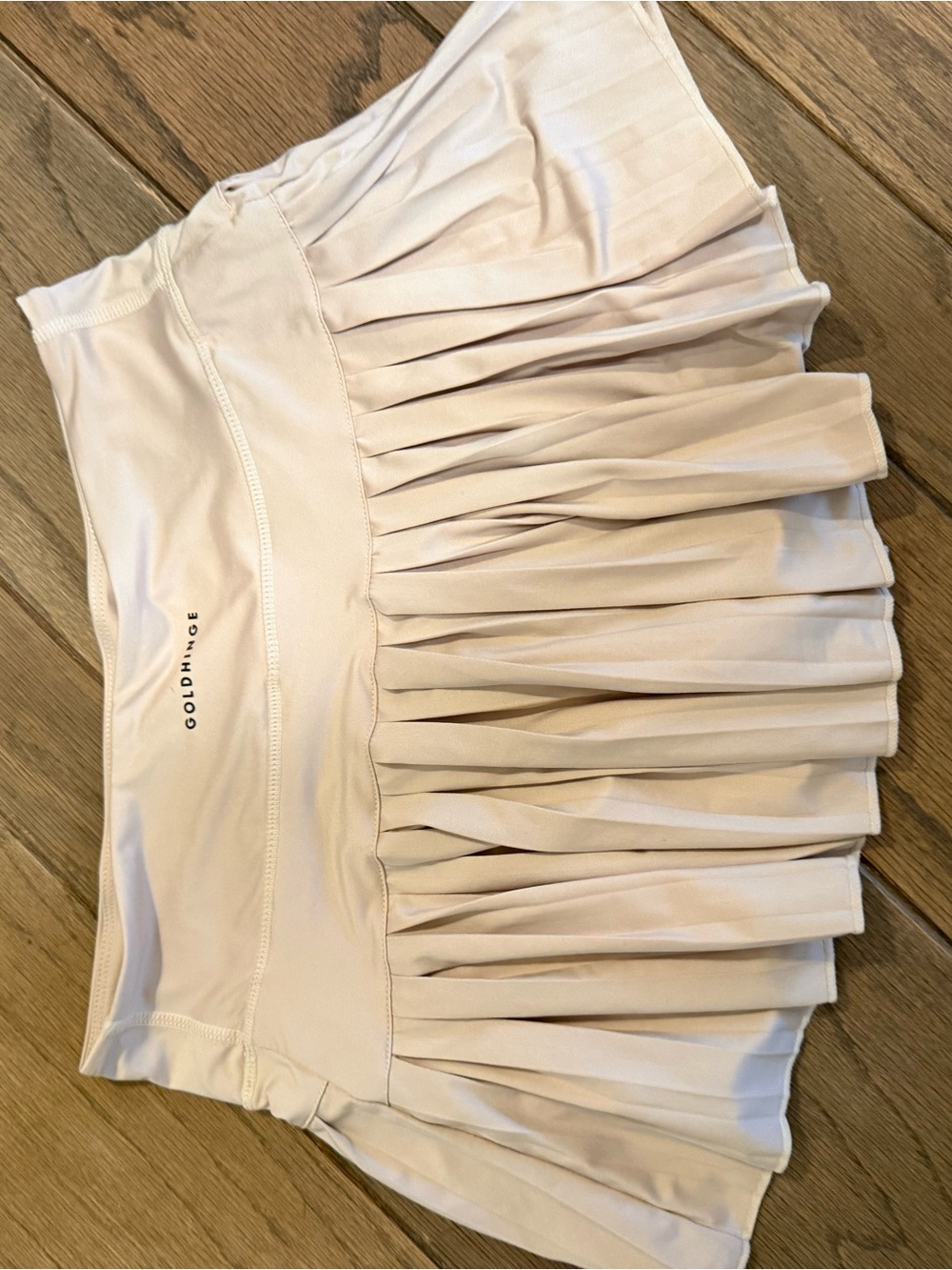 GoldHinge Women's Pleated Skort in Light Cream